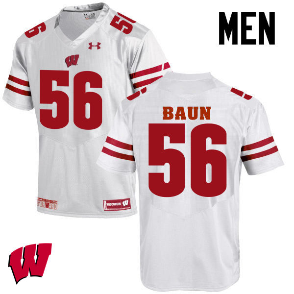 Men Wisconsin Badgers #56 Zack Baun College Football Jerseys-White